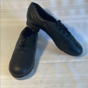 NEW Capezio FLEX MASTER TAP SHOES Black Genuine Leather Lace Up Flat Sz.12.5